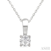 1/3 Ctw Prong Set Round Cut Diamond Solitaire Pendant With Chain in 14K White Gold
